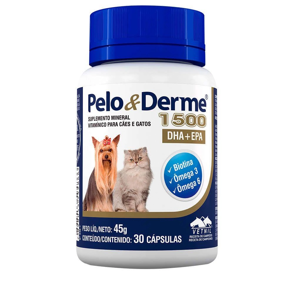 Pelo e Derme 1500 DHA + EPA Vetnil 30 Cápsulas