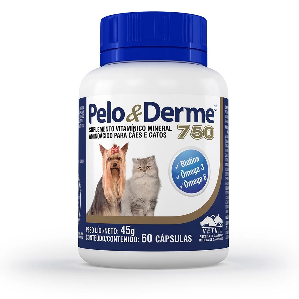 Pelo e Derme 750 DHA + EPA Vetnil 60 Cápsulas