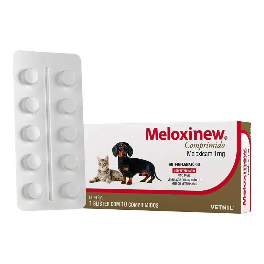 Anti-inflamatório para Cães e Gatos Meloxinew Vetnil 1mg 10 comprimidos 10 comprimidos