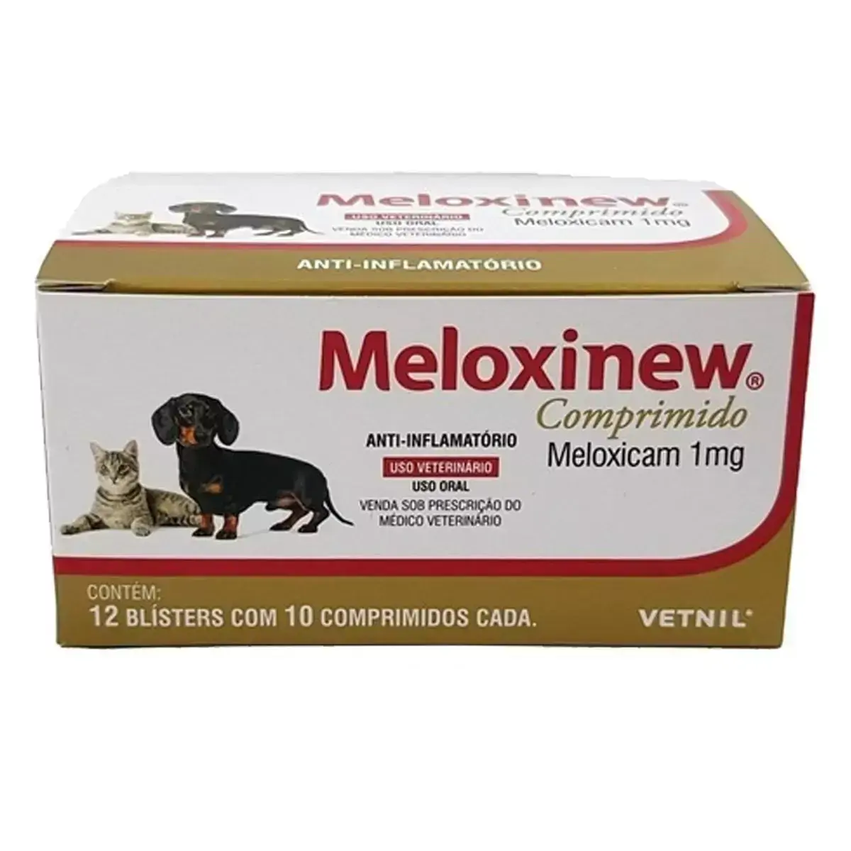 Anti-inflamatório para Cães e Gatos Meloxinew Vetnil 1mg 120 comprimidos 120 comprimidos