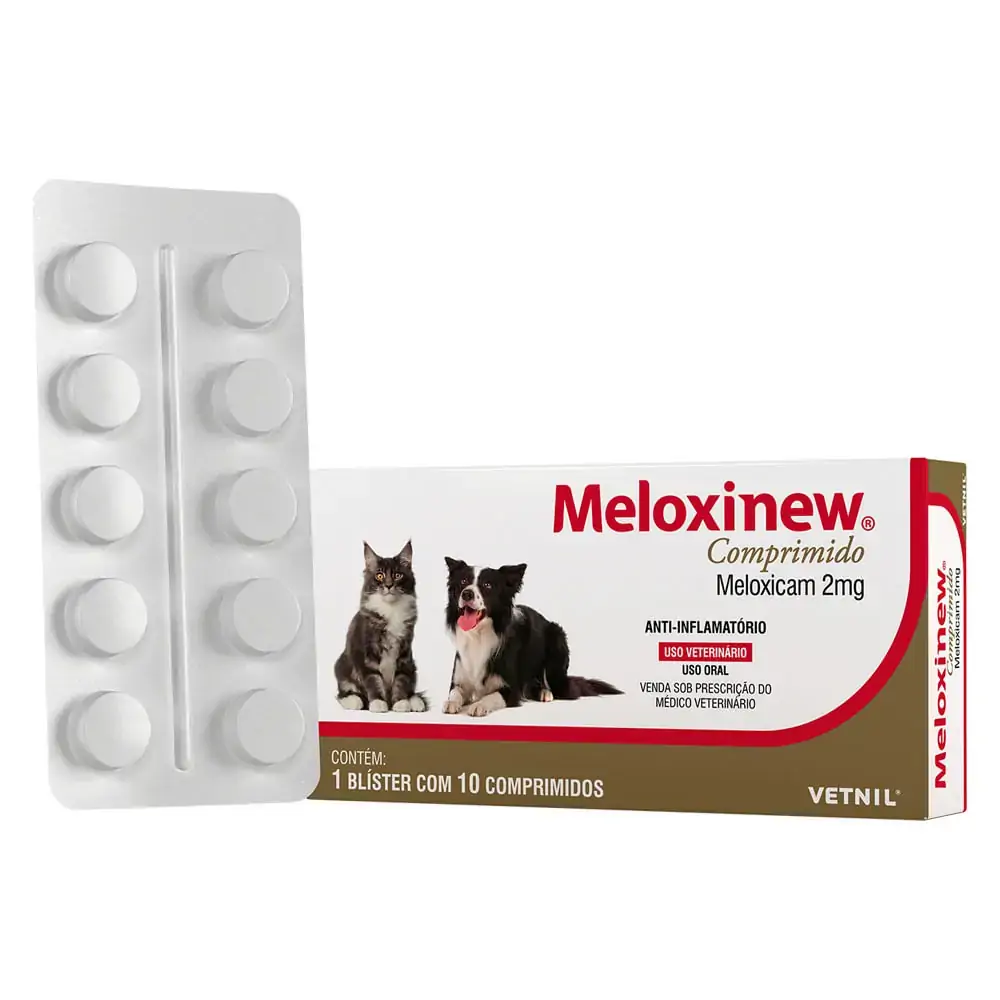 Anti-inflamatório para Cães e Gatos Meloxinew Vetnil 2mg 10 comprimidos 10 comprimidos