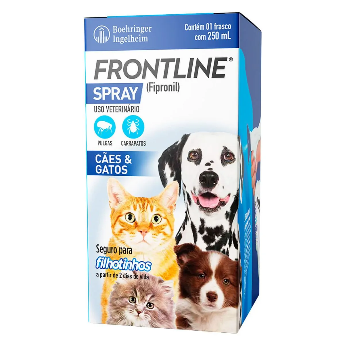 Antipulgas e Carrapatos Frontline Spray para Cães e Gatos - 250ml Frontline Spray 250ml Antipulgas