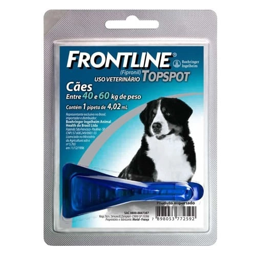 Medicamento Antipulgas E Carrapatos P/ Cães A 60kg Frontline Top