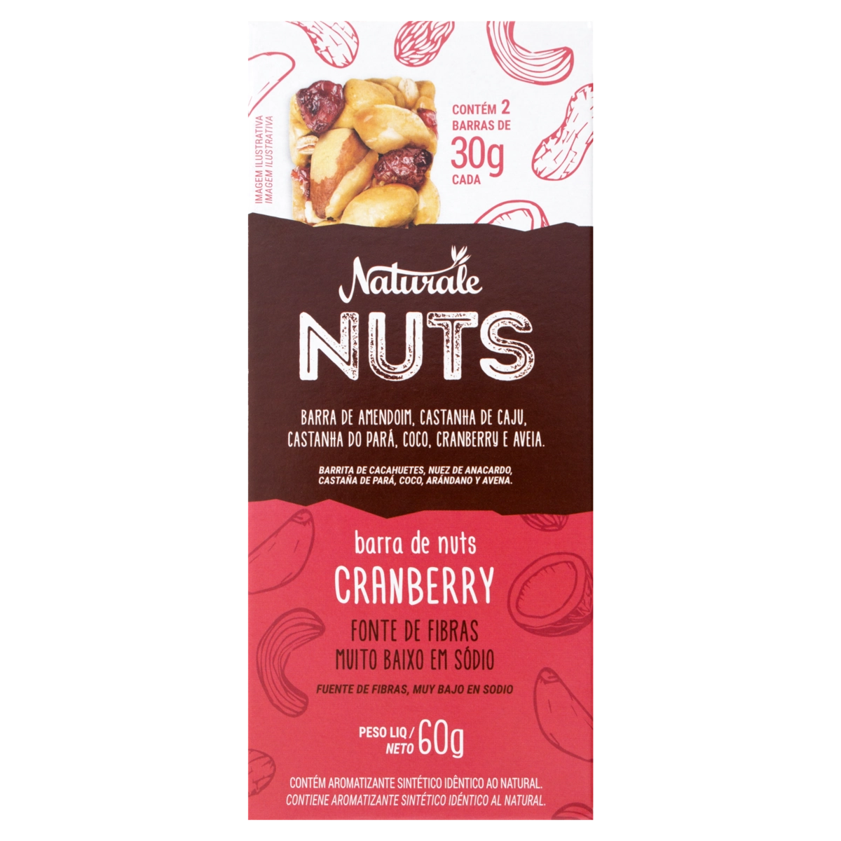 Pack Barra De Nuts Cranberry Naturale Caixa 60g 2 Unidades