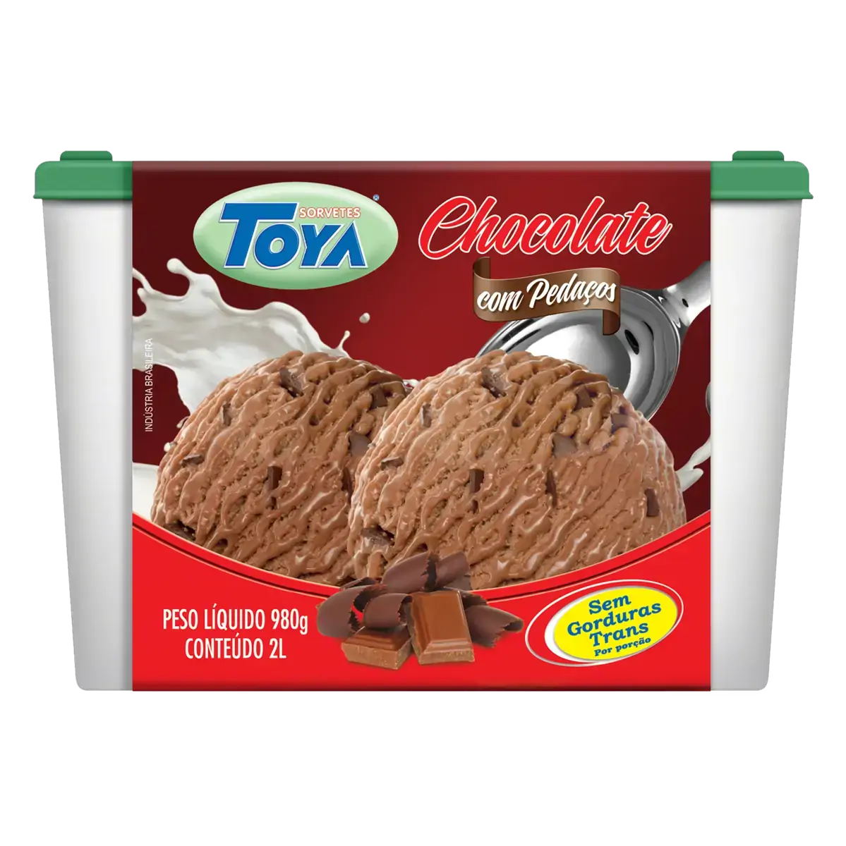 Sorvete Chocolate Com Pedaços Toya Pote 2l