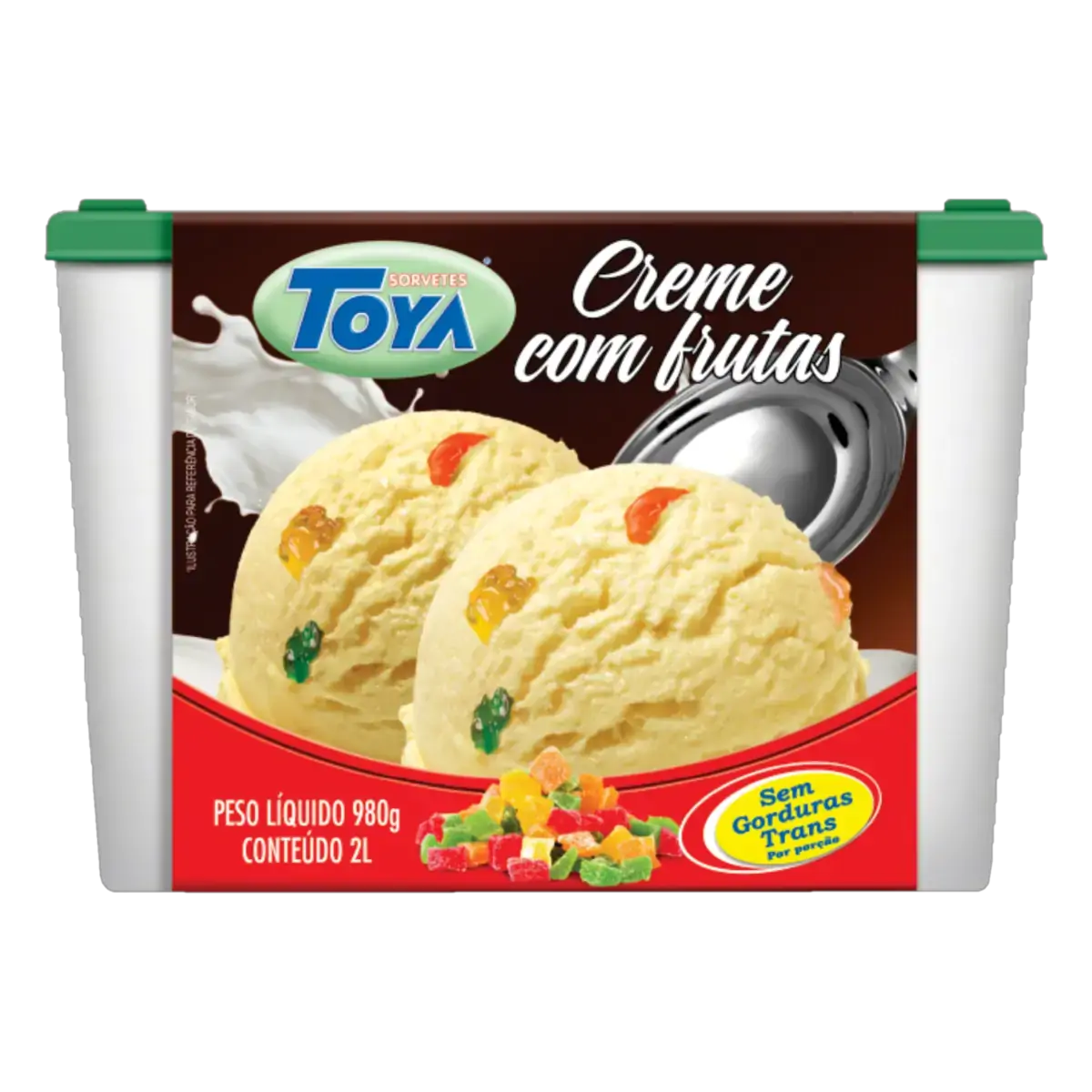 Sorvete Creme Com Frutas Toya Pote 2l
