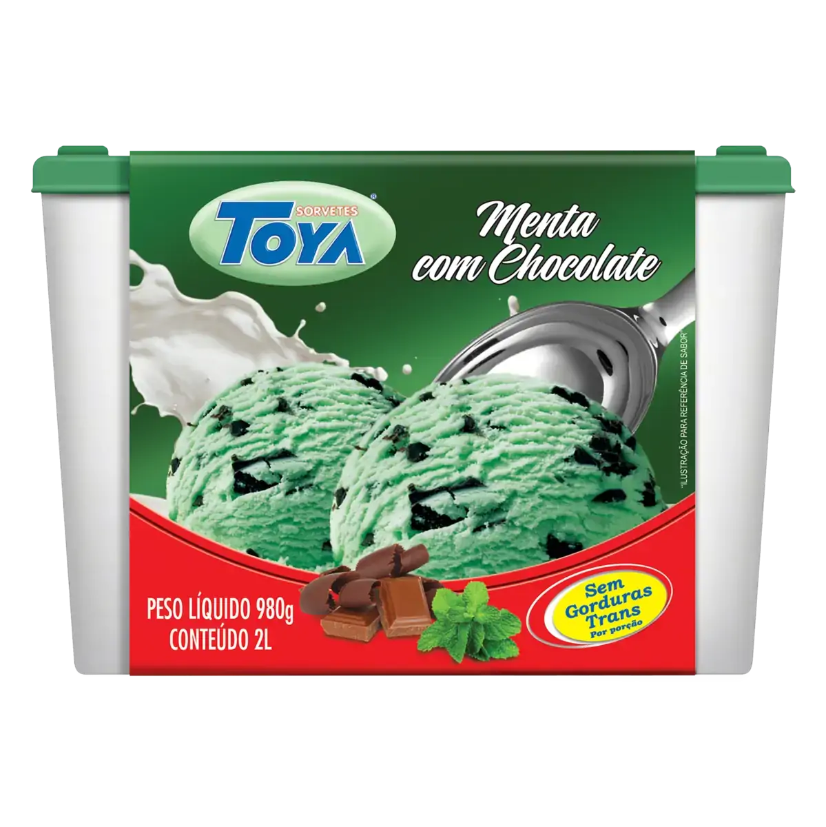 Sorvete Menta Com Chocolate Toya Pote 2l