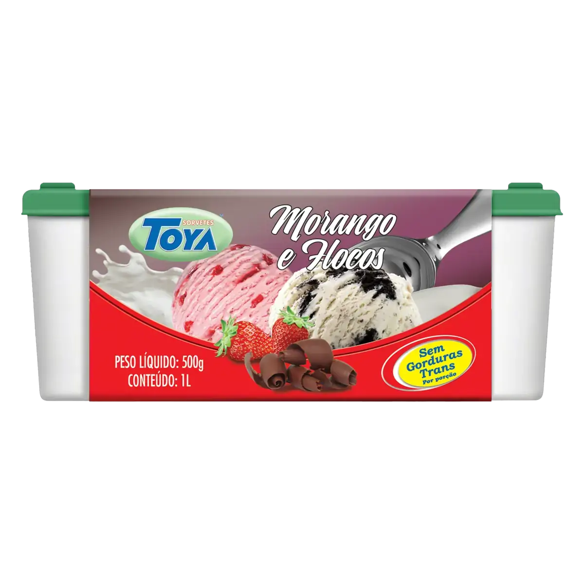 Sorvete Morango E Flocos Toya Pote 1l
