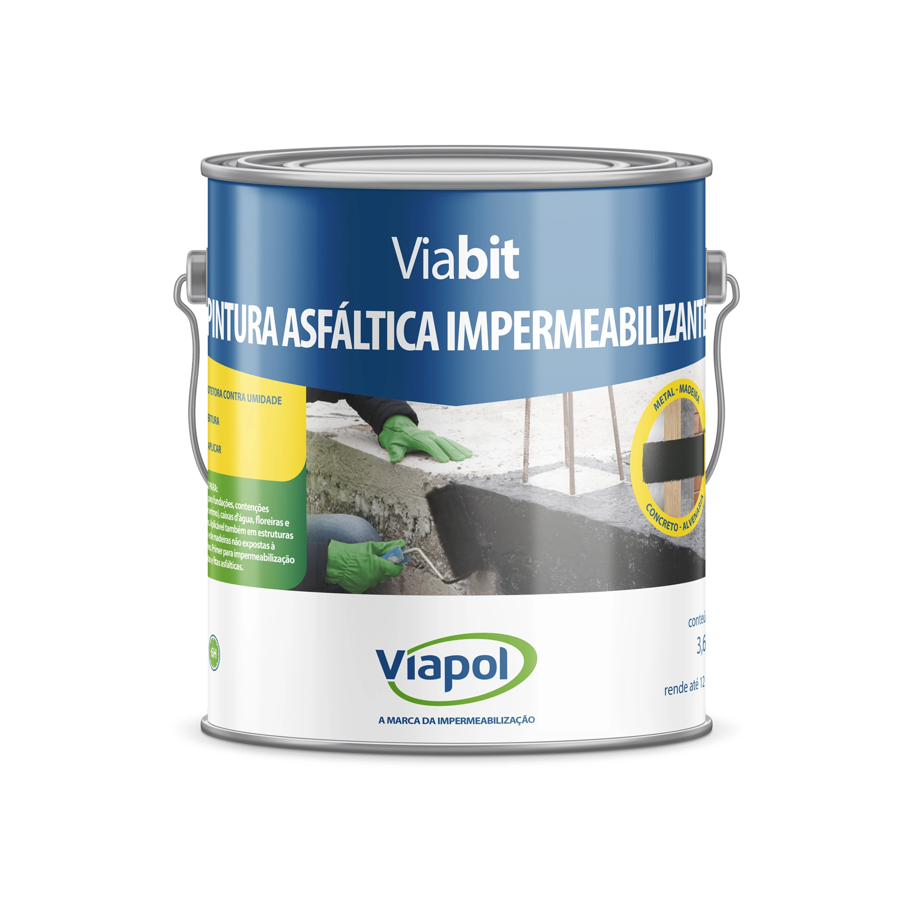 Pintura Asfáltica Impermeabilizante Viapol Viabit 3,6L Preto