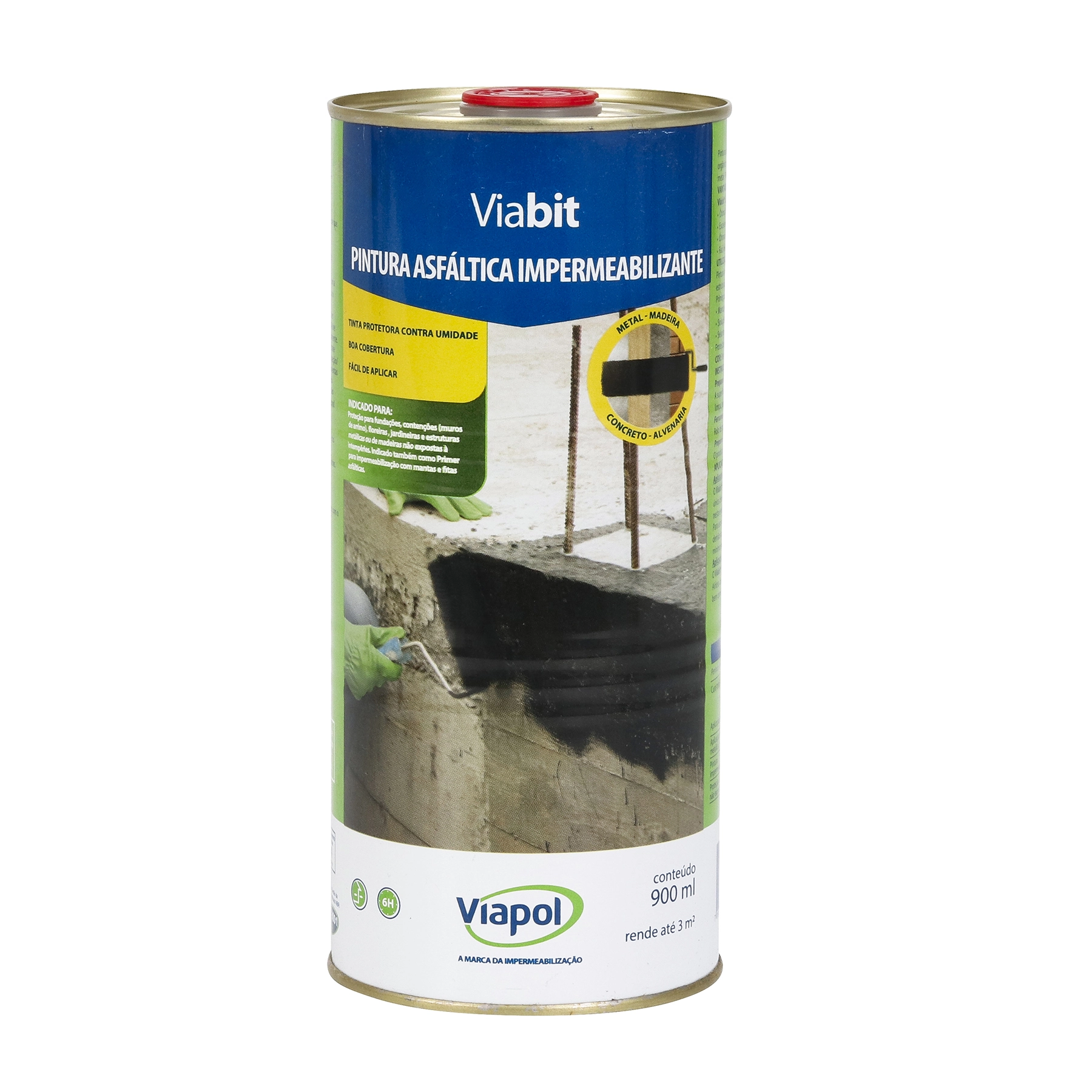 Pintura Asfáltica Impermeabilizante Viapol Viabit 900ml Preto