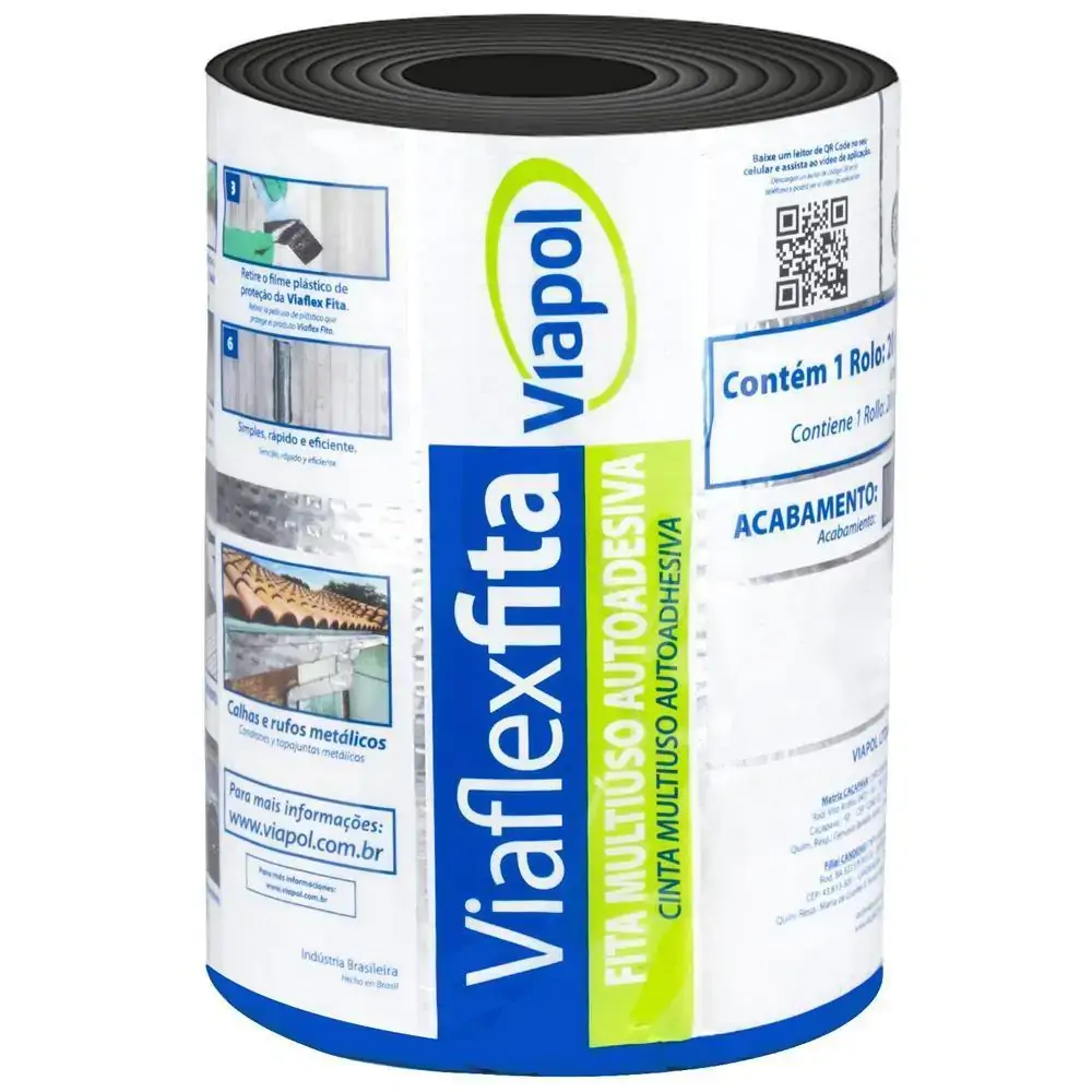 Fita Autoadesiva Impermeabilizante Viaflex 20cm com 10 Metros Aluminizada