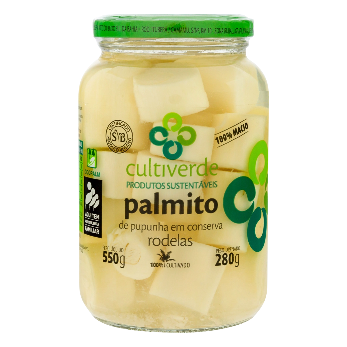 Palmito Pupunha em Conserva em Rodelas Cultiverde Vidro 280g