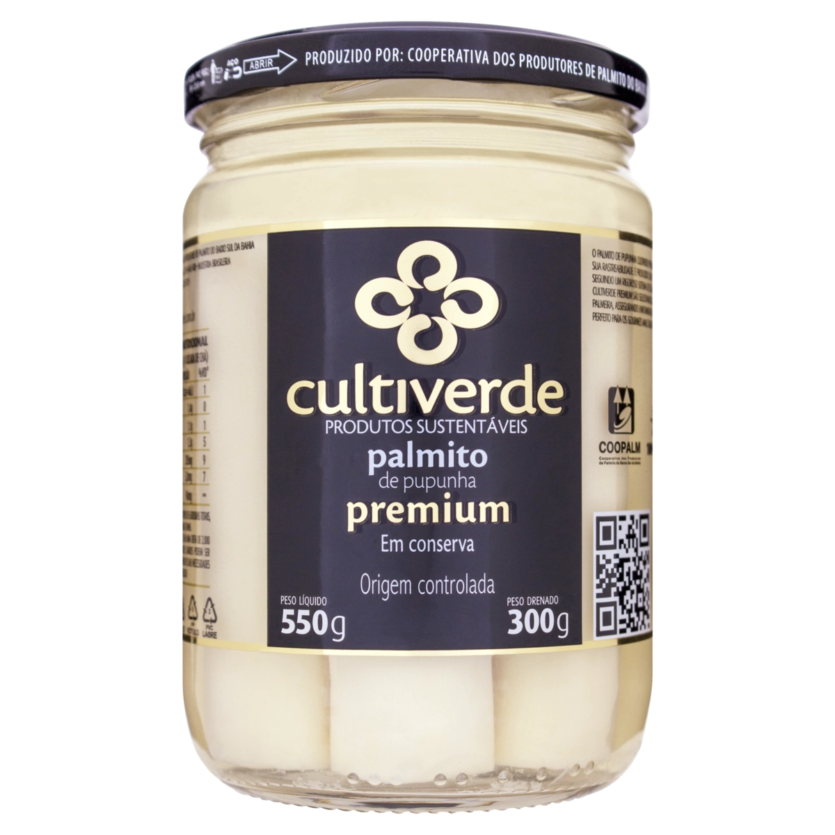 Palmito Pupunha CULTIVERDE Premium Vidro 300g