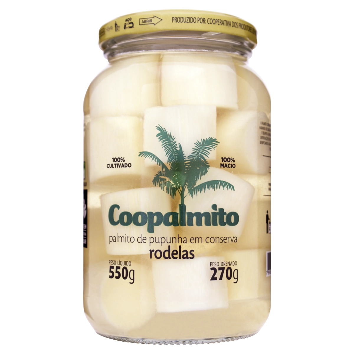 Palmito Pupunha Em Conserva Em Rodelas Coopalmito Vidro 270g