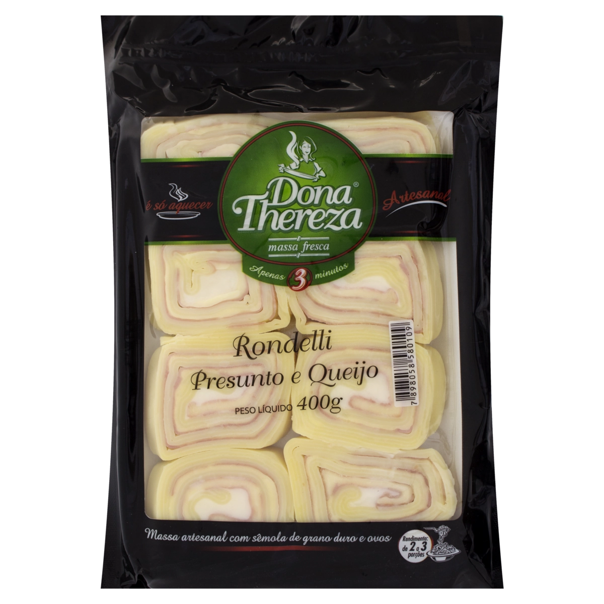 Rondelli Presunto e Queijo Zero Gorduras Trans DONA THEREZA Pacote 400g