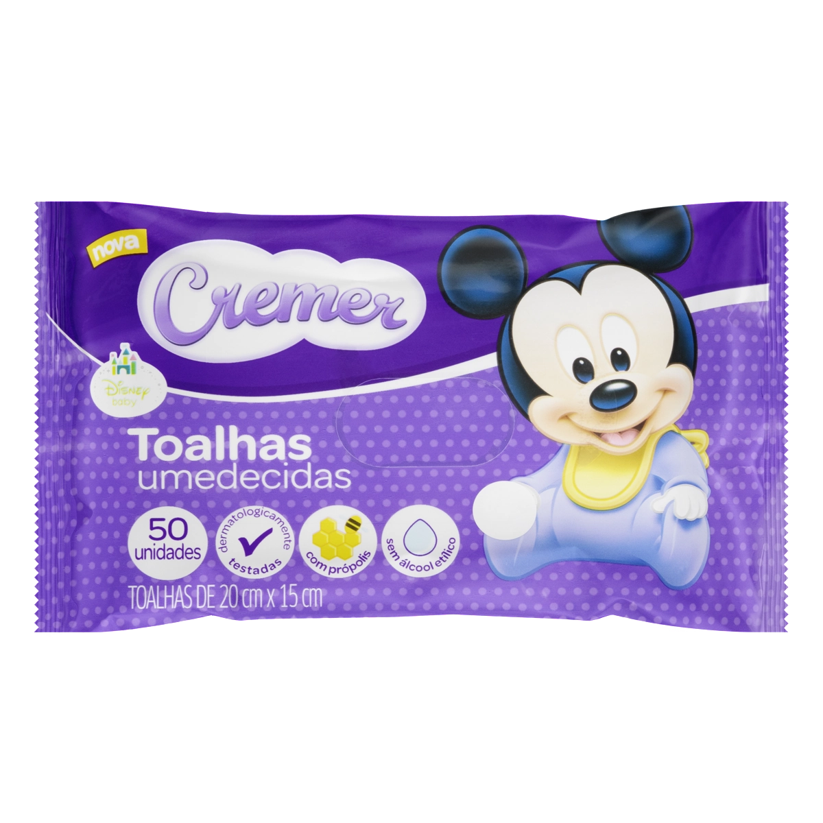 Toalha Umedecida Disney Baby Cremer Pacote 50 Unidades