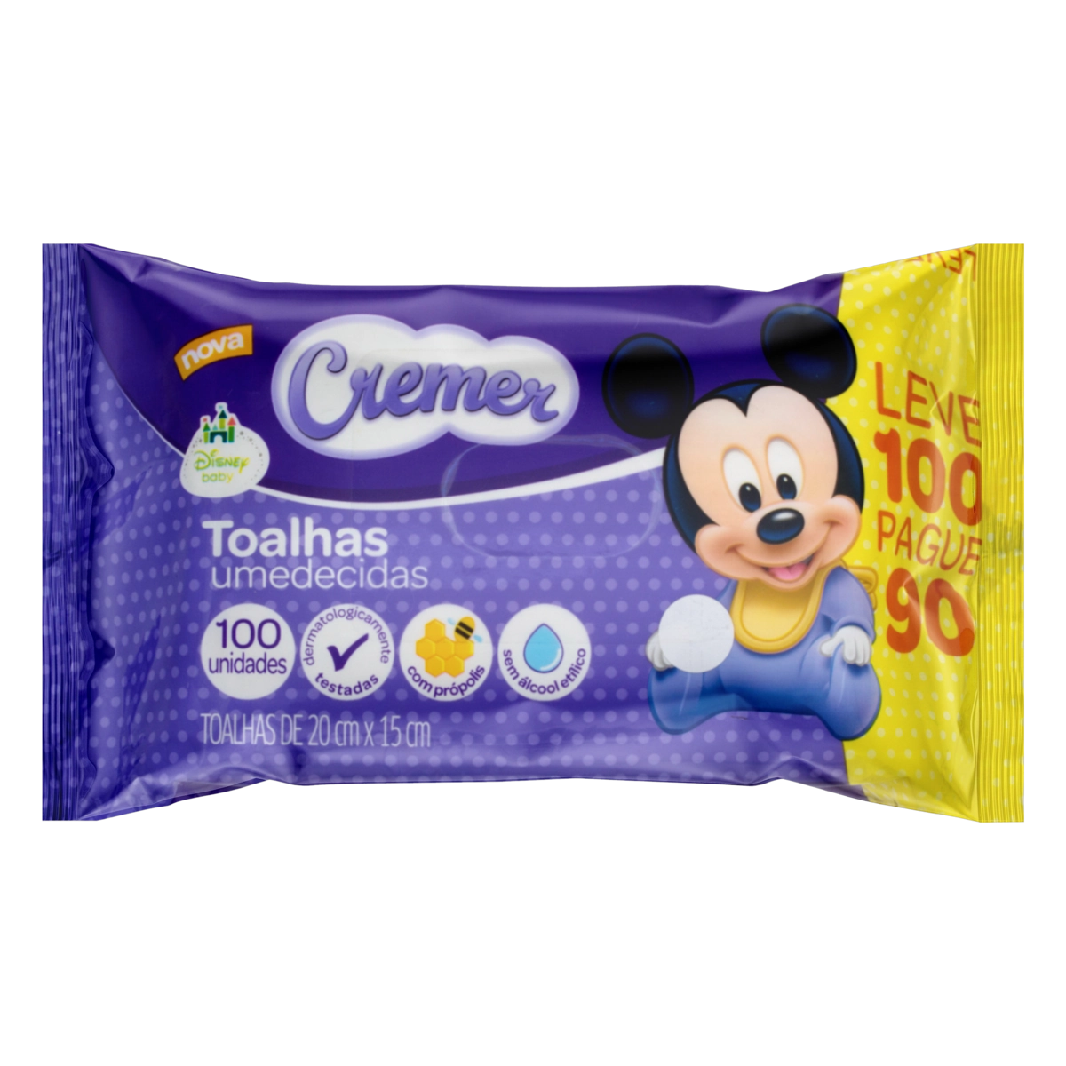 Toalha Umedecida Disney Baby Cremer Pacote Leve 100 Pague 90 Unidades