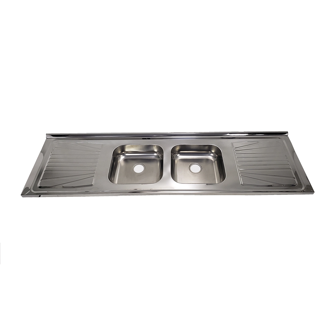 Pia de Cozinha Aço Inox 180cm com Fundo Concretado Duas Cubas Fabrinox