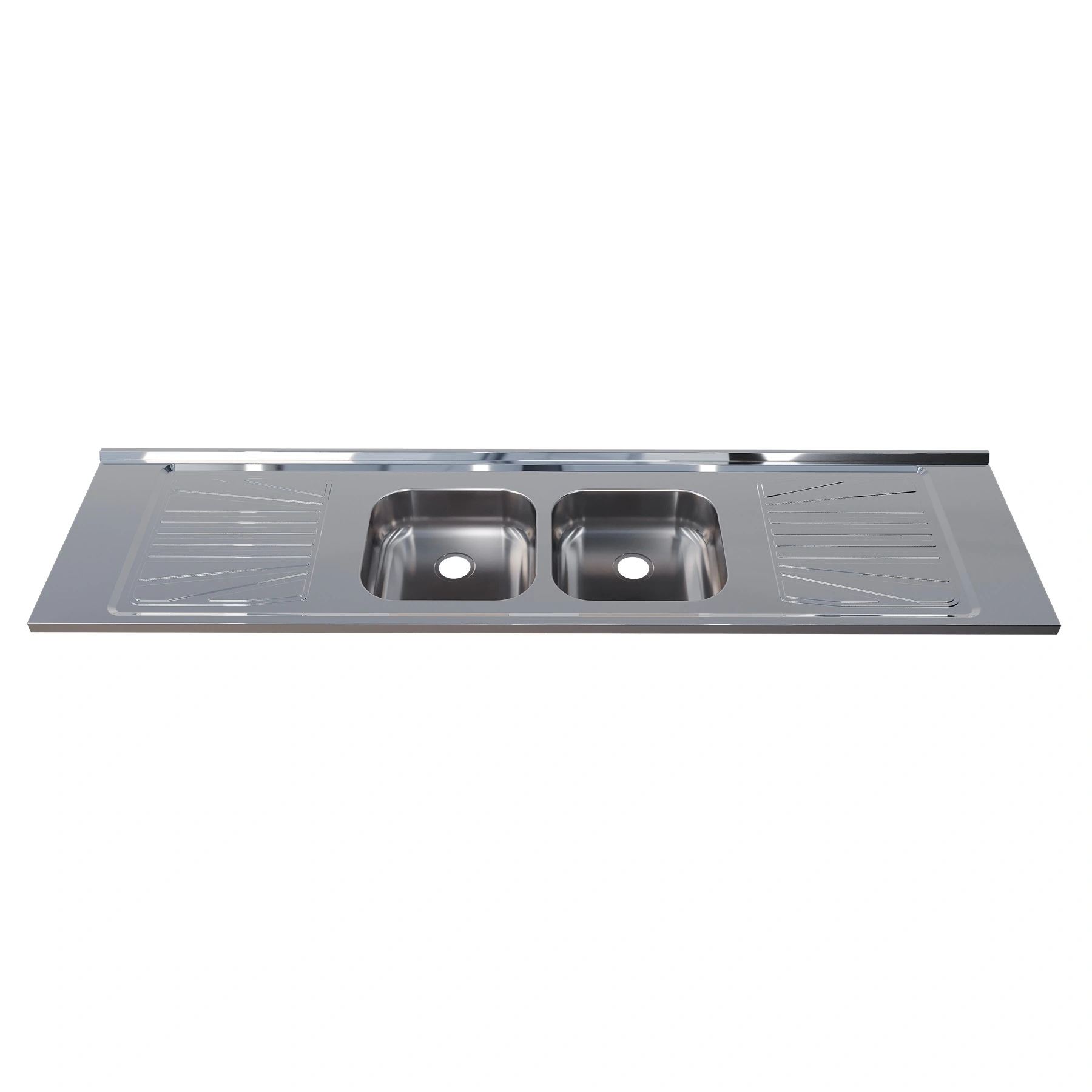 Pia de Cozinha Aço Inox 200cm com Fundo Concretado Duas Cubas Fabrinox