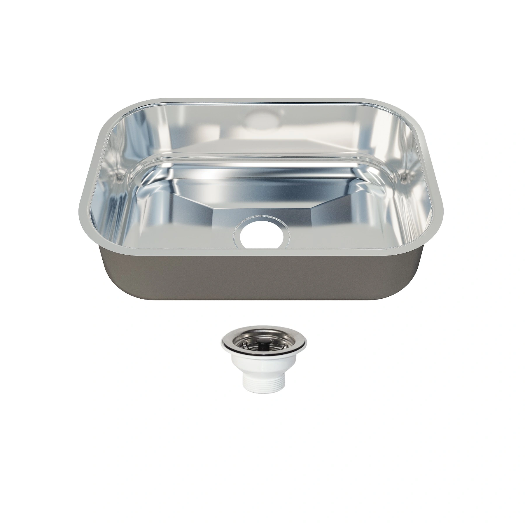 Cuba para Cozinha Simples de Embutir em Aço Inox Brilhante Retangular 46x30x14cm 0,5mm 3.1/2" Standard Fabrinox