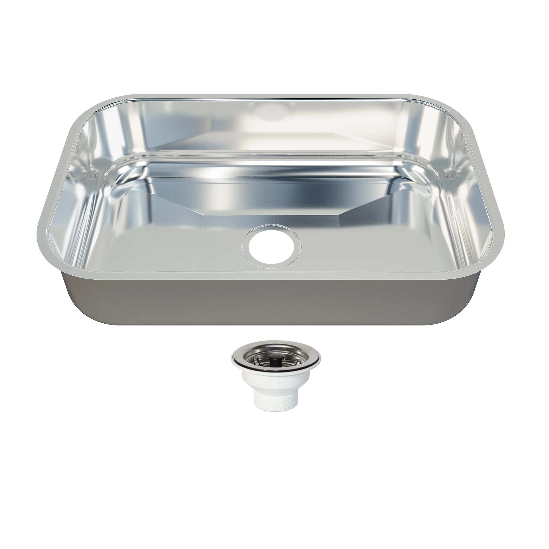 Cuba para Cozinha Simples de Embutir em Aço Inox Brilhante Retangular 56x34x14cm 0,5mm 3.1/2" Standard Fabrinox