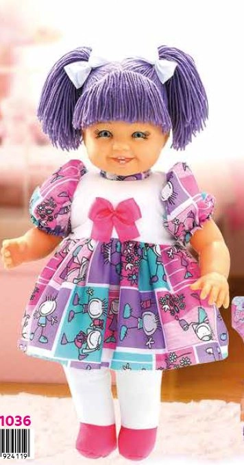 Brinq Boneca De Pano Maricota Lilas Na Solapa