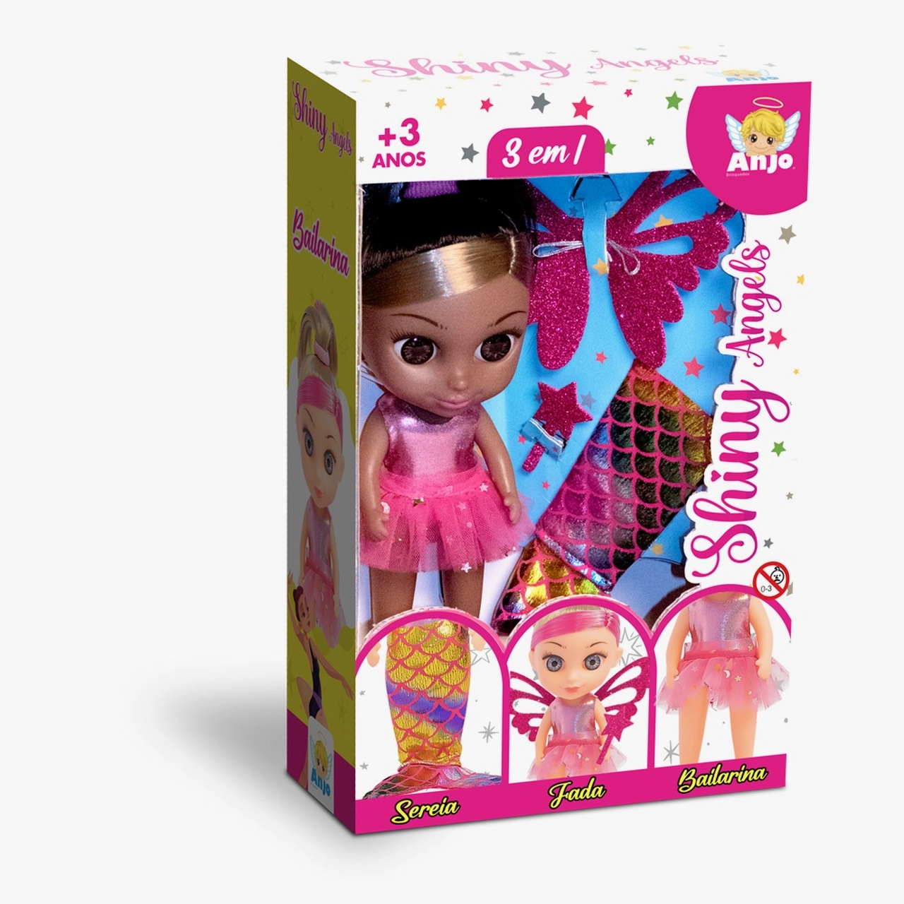 Boneca Shiny Angels Negra 2415 Angels
