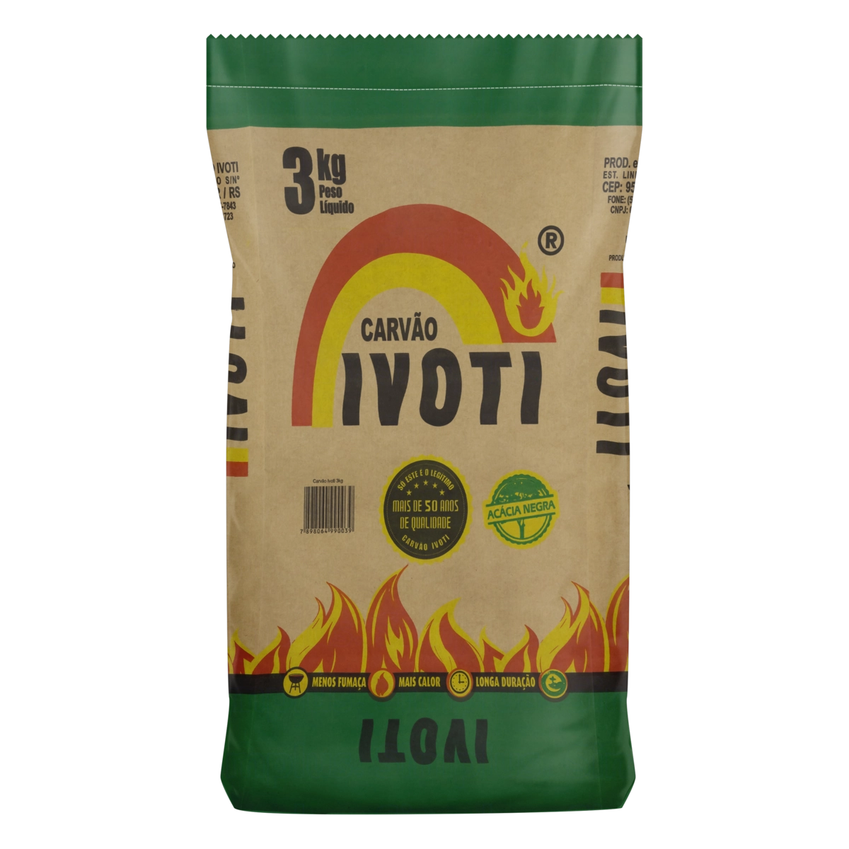 Carvão De Acácia Negra Ivoti Pacote 3kg