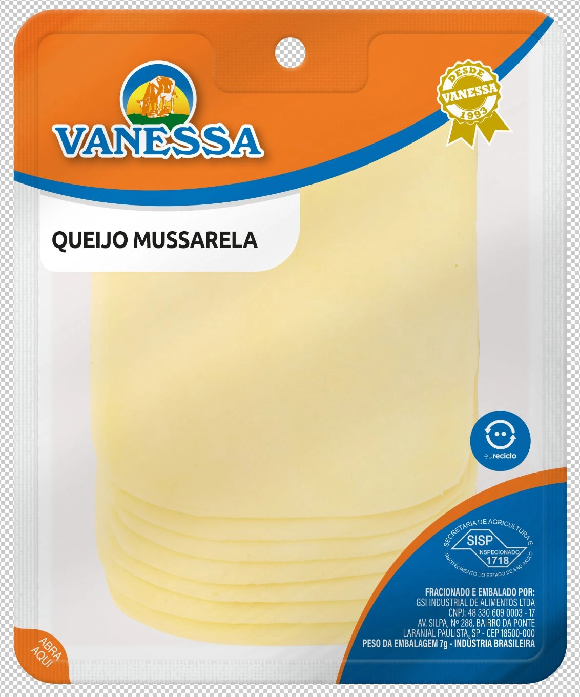 Queijo Mussarela Vanessa 150g Fatiada
