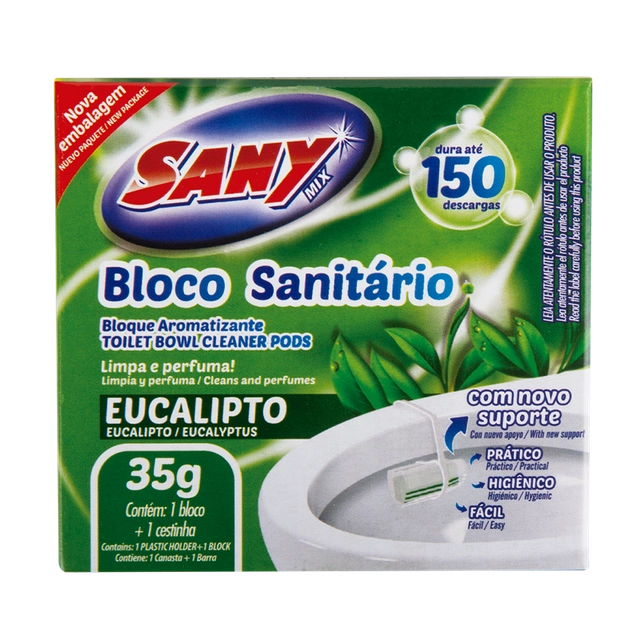 Detergente Sanitário Bloco Eucalipto Sany Mix 35g