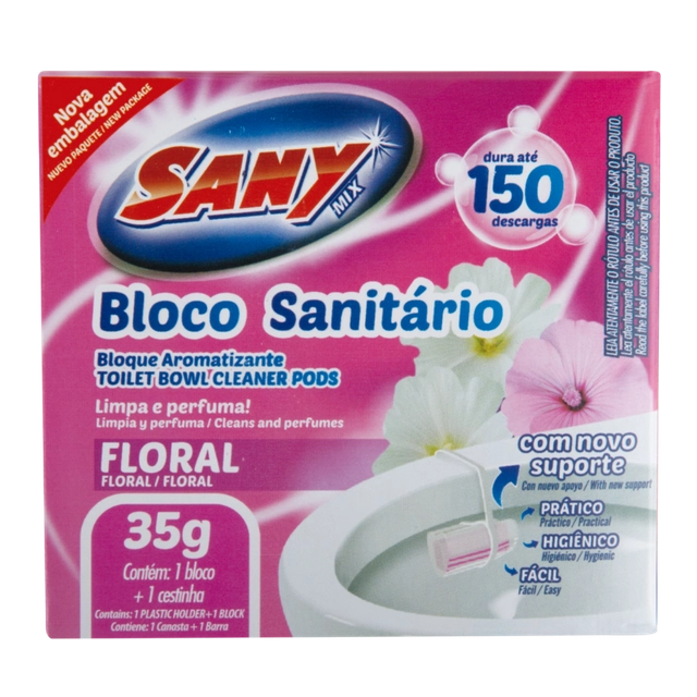 Detergente Sanitário Bloco Floral Sany Mix 35g