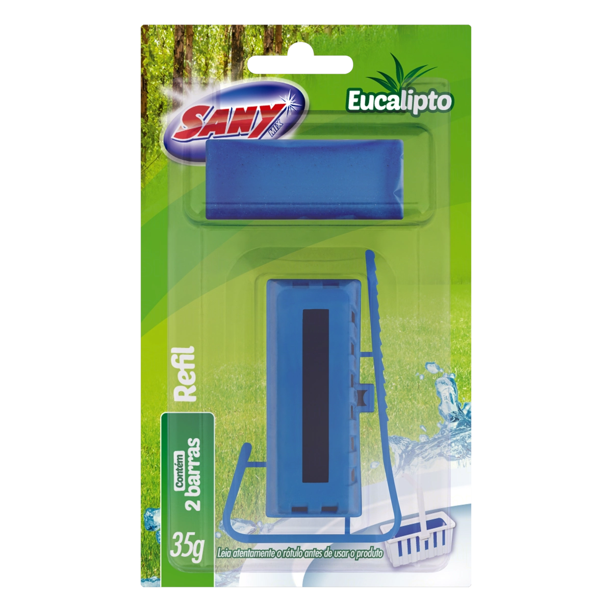 Odorizante Sanitário Bloco Com Cestinha Eucalipto Sany Mix 35g