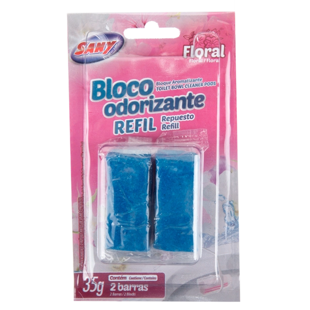 Odorizante Sanitário Bloco Floral Sany Mix 35g 2 Unidades Refil