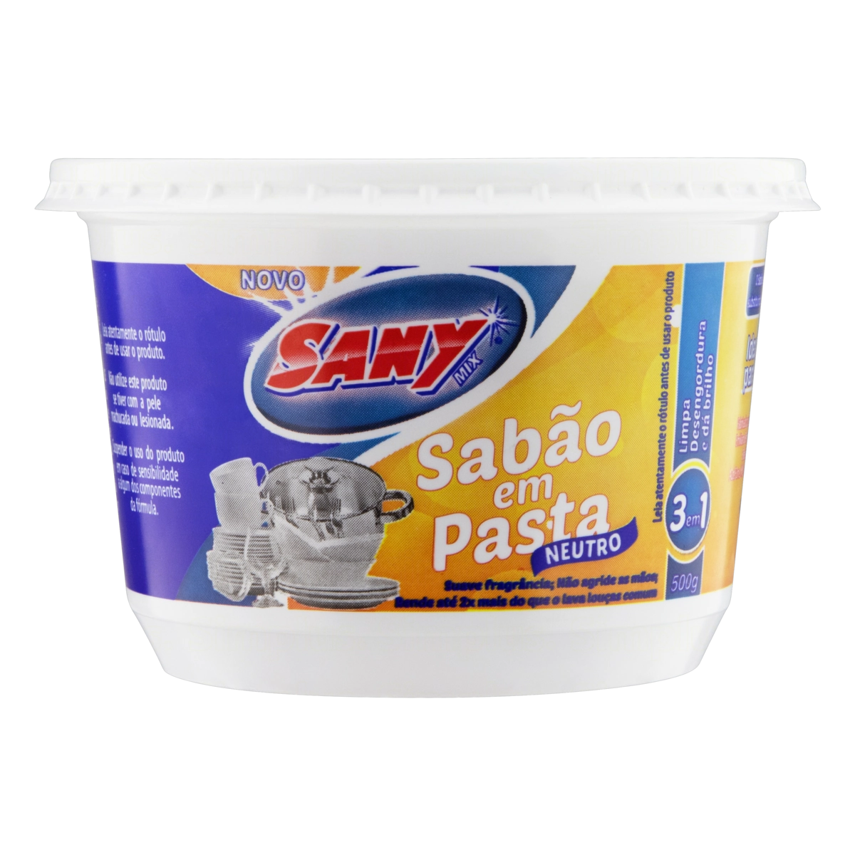 Sabão Em Pasta Neutro Sany Mix Pote Branco 500g