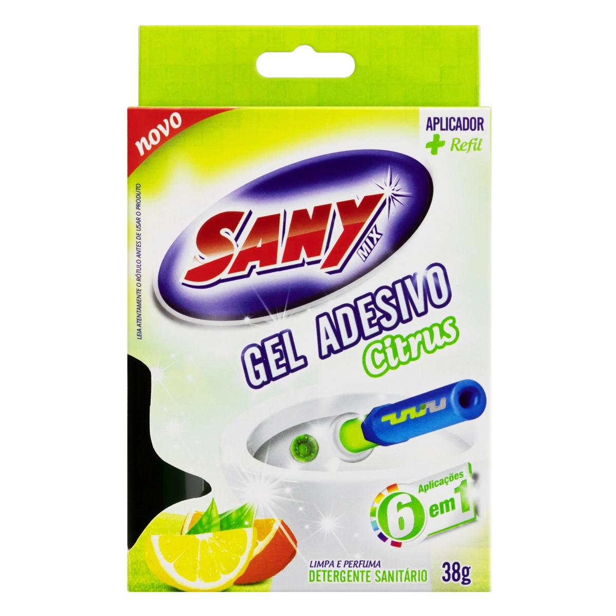 Detergente Sanitário Gel Adesivo Com Aplicador Citrus Sany Mix 38g Refil