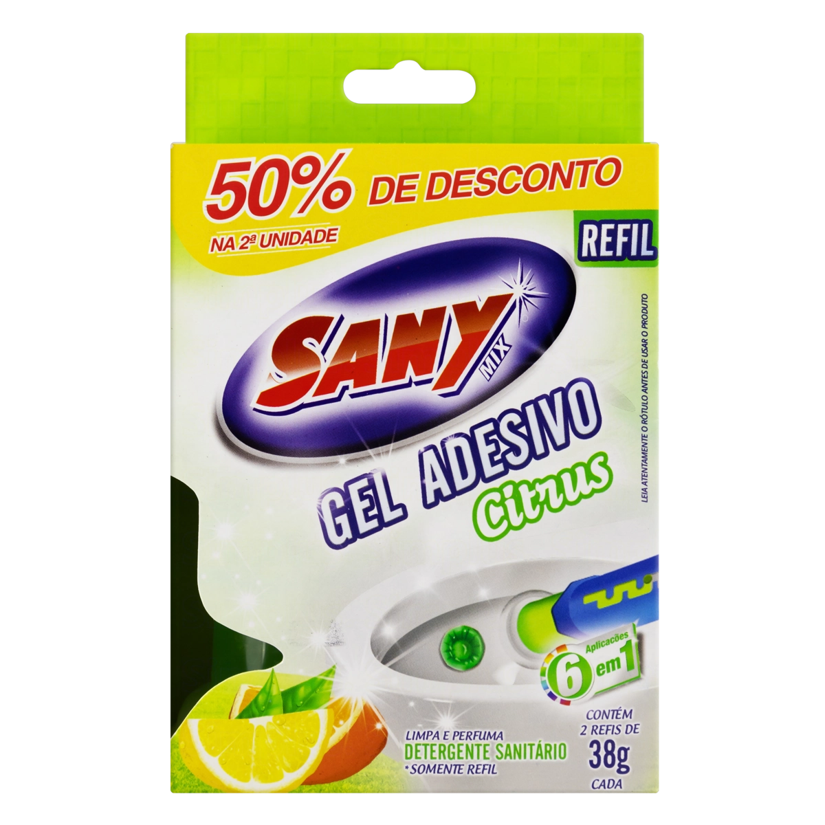 Pack Detergente Sanitário Gel Adesivo Citrus Sany Mix 2 Unidades 38g Cada 50 De Desconto Na 2 Unidad