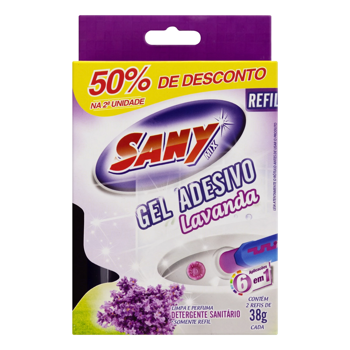 Pack Detergente Sanitário Gel Adesivo Lavanda Sany Mix 2 Unidades 38g Cada 50 De Desconto Na 2 Unida