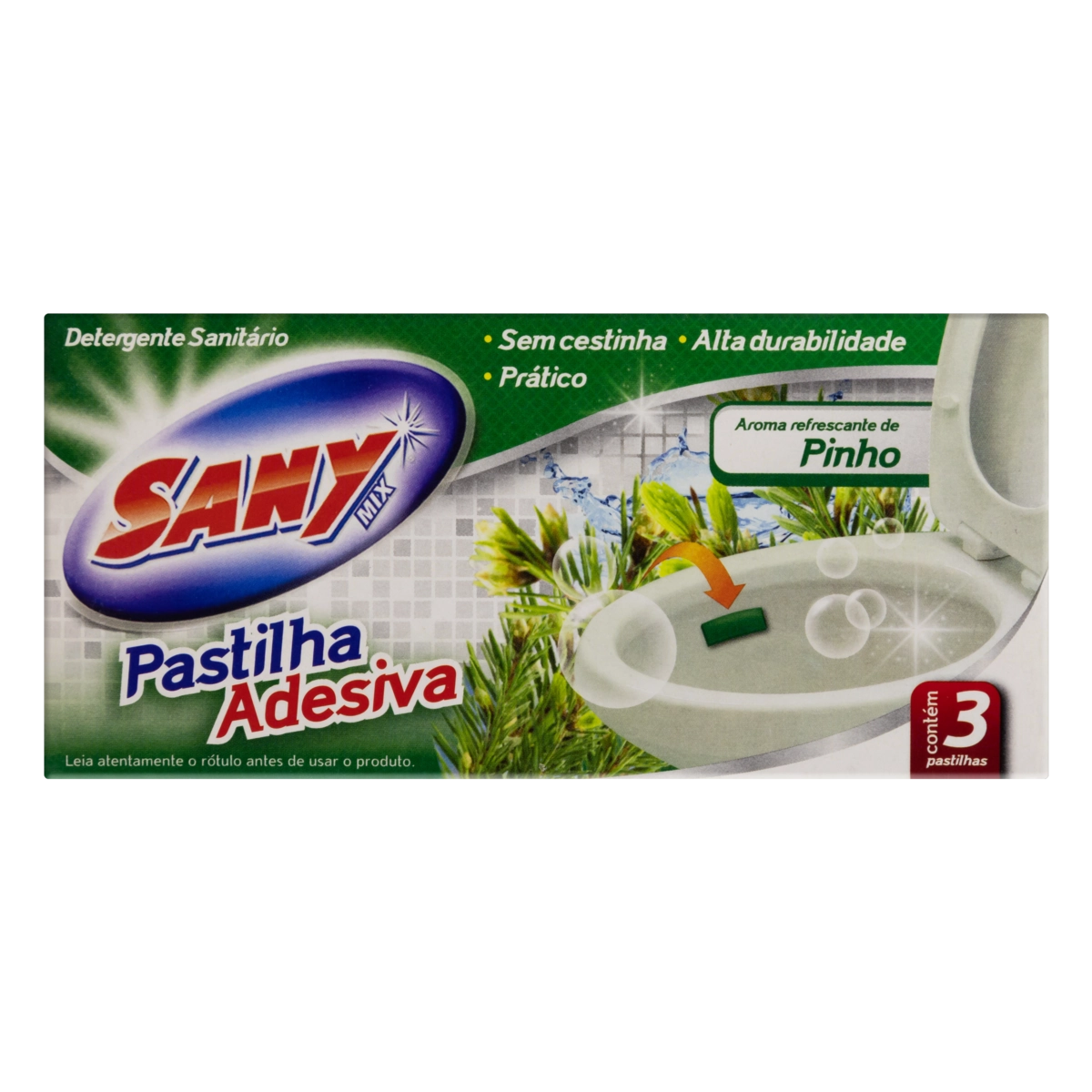 Detergente Sanitário Pastilha Adesiva Pinho Sany Mix 3 Unidades
