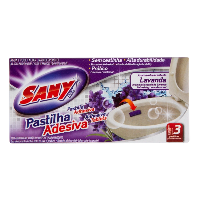 Detergente Sanitário Pastilha Adesiva Lavanda Sany Mix 3 Unidades