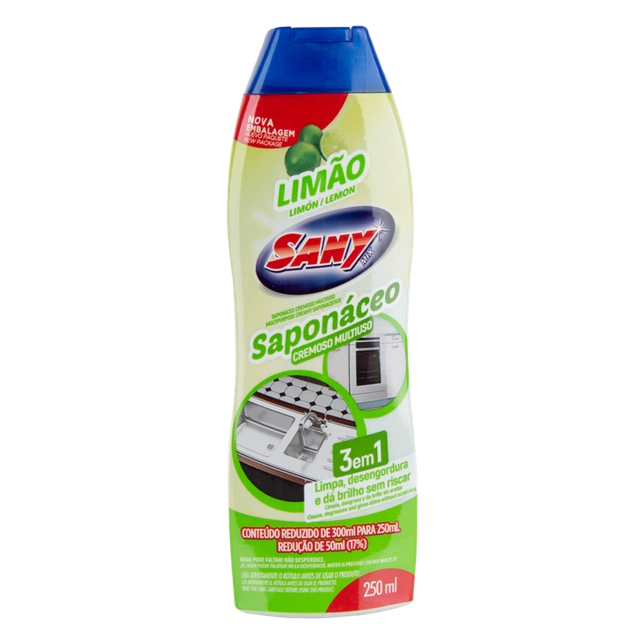 Saponáceo Cremoso Multiuso Limão Sany Mix Squeeze 250ml