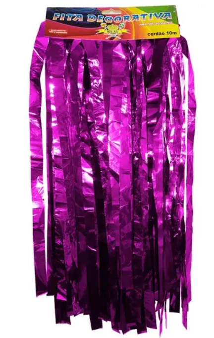 Fita Decorativa Metalizada 10m Pink Real Seda
