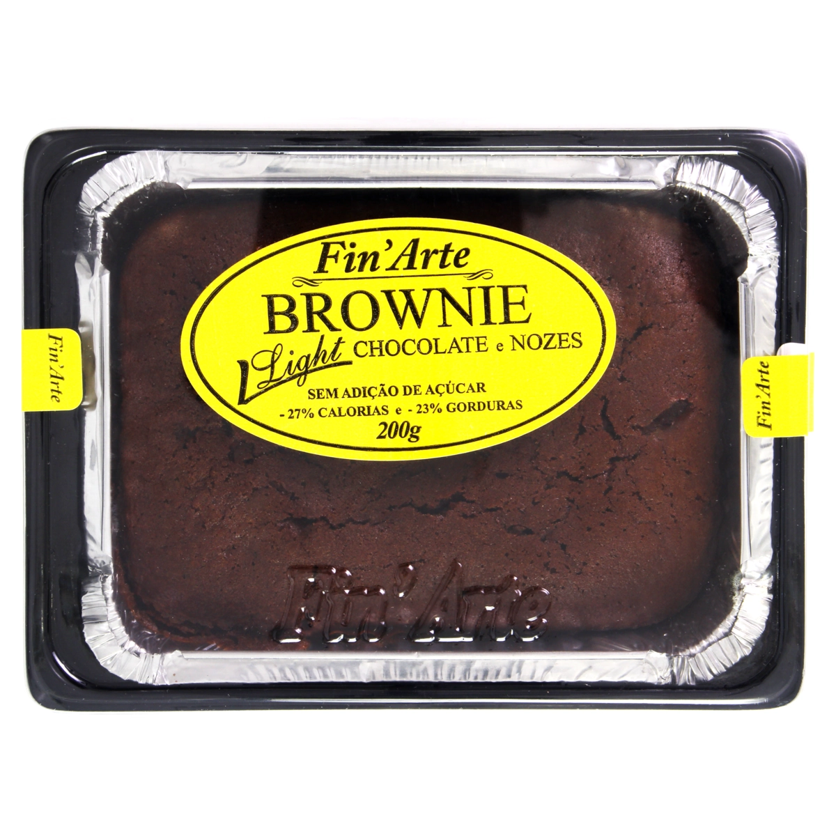 Bolo Brownie Chocolate e Nozes Light Fin' Arte Bandeja 200g