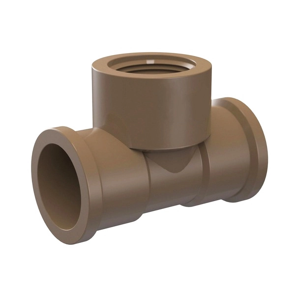 Tê PVC Marrom Roscável e Soldável 1/2" 20mm Plastilit