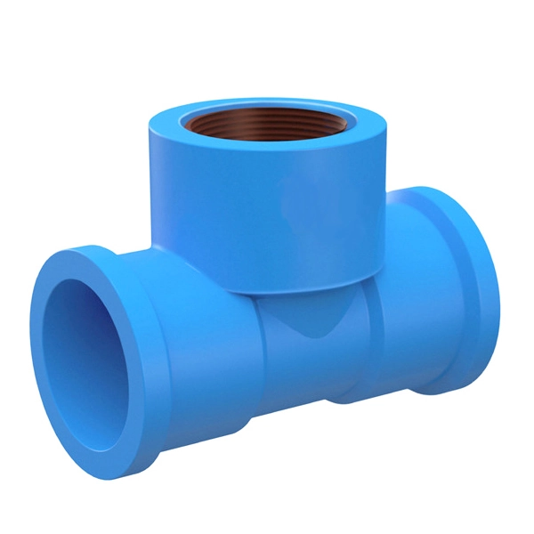 Tê PVC Azul Roscável e Soldável 3/4x3/4" 25x25mm Plastilit