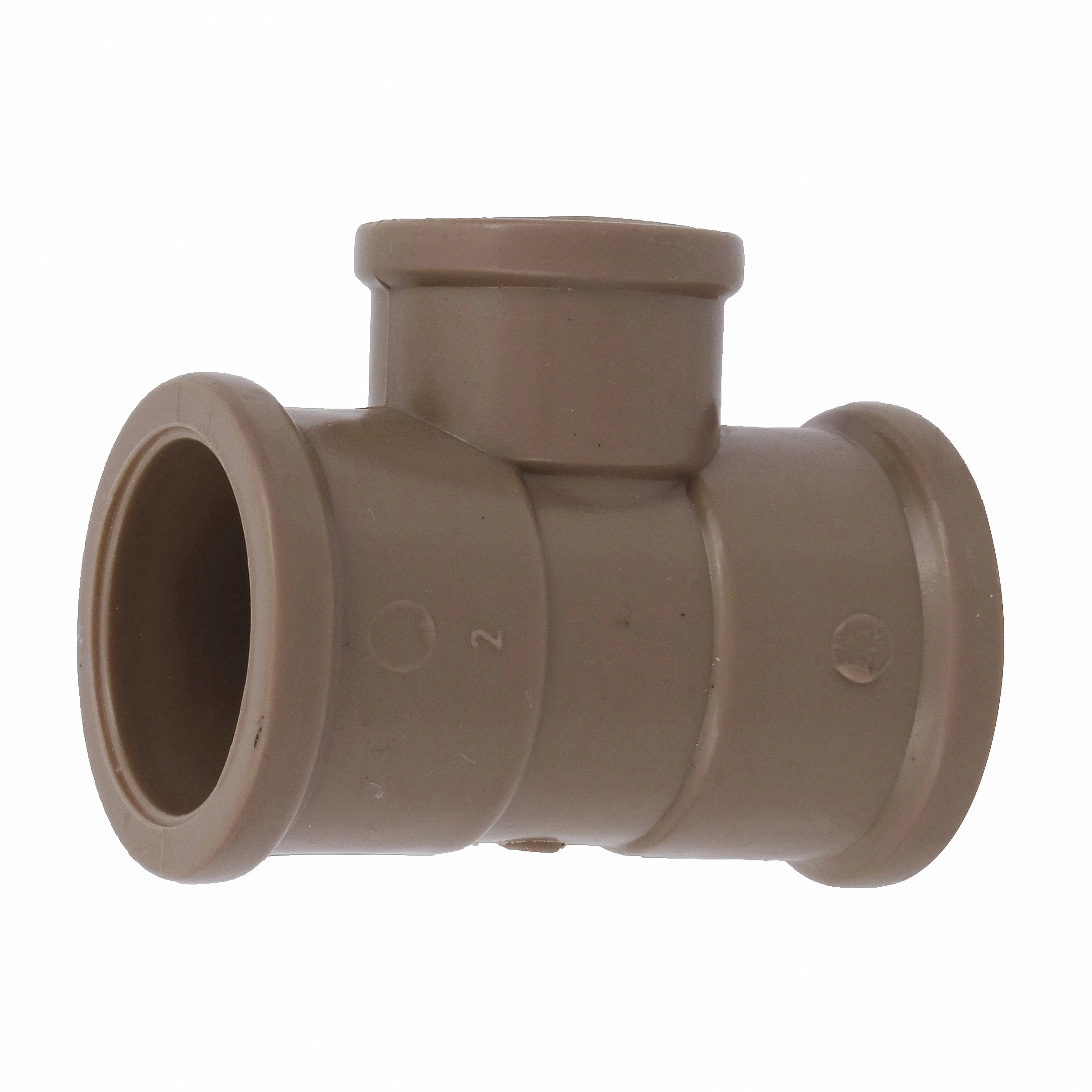 Tê de Redução PVC Marrom Soldável 1x3/4" 32x25mm Plastilit