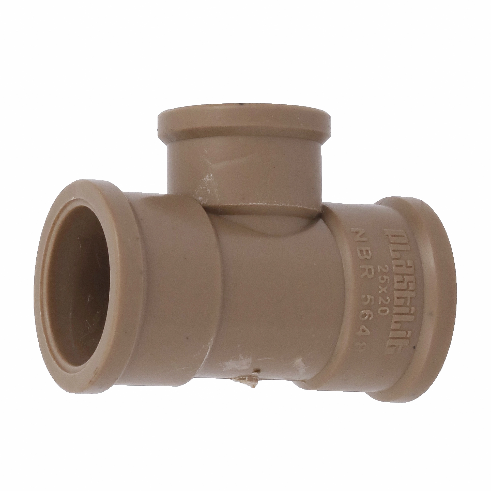 Tê de Redução PVC Marrom Soldável 3/4x1/2" 25x20mm Plastilit