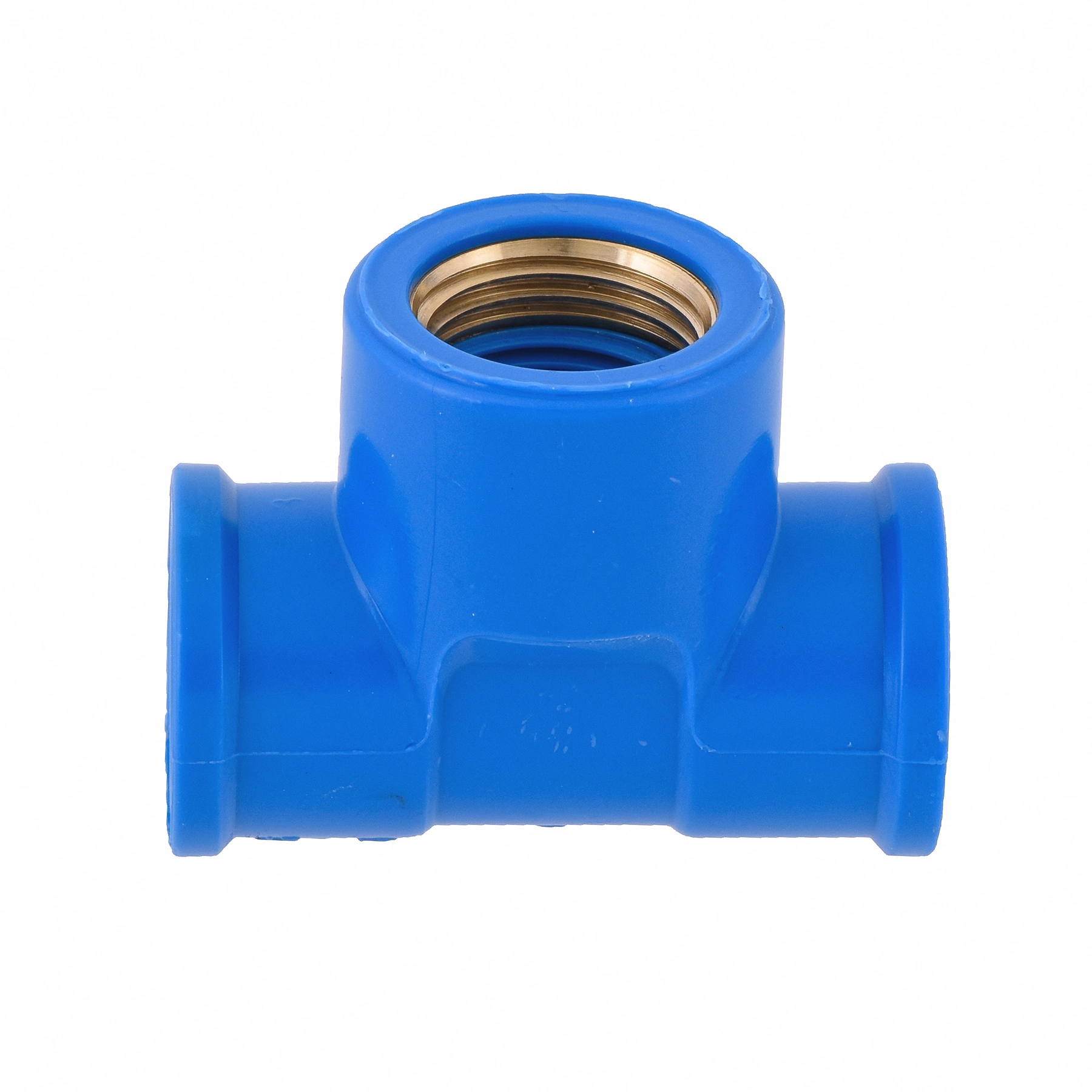 Tê PVC Azul Roscável e Soldável 1/2" 20mm Plastilit