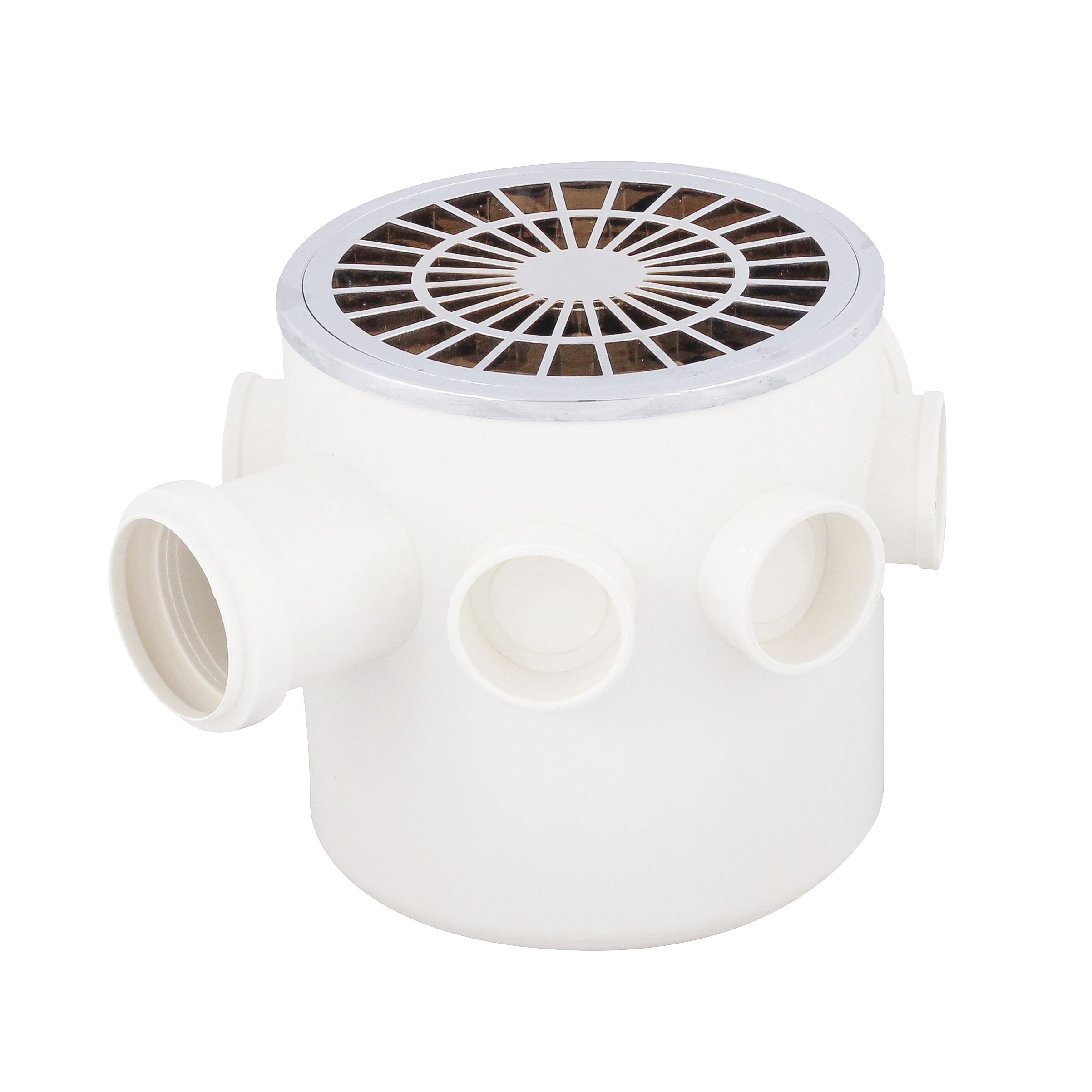 Caixa Sifonada Redonda com Ralo Cromado 150x50mm PVC Equation
