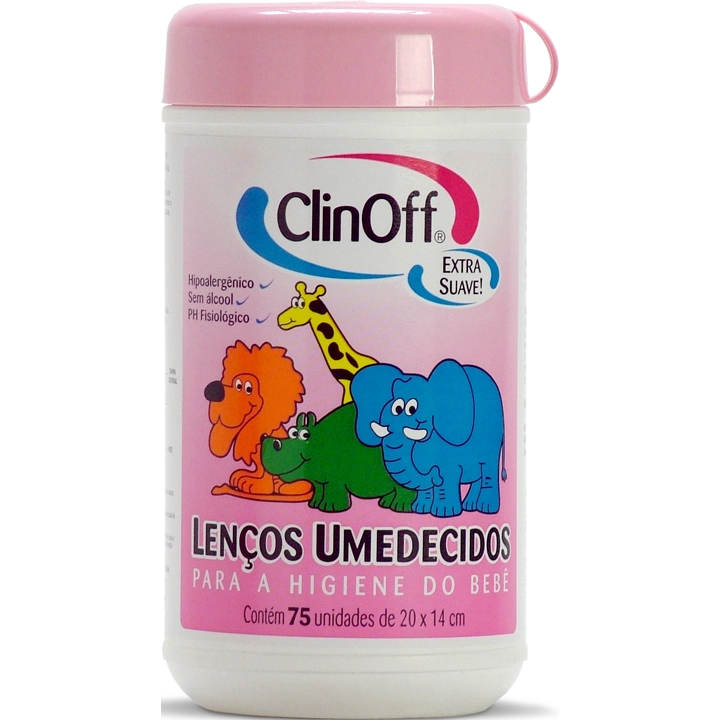 Lenço Umedecido Pote Clin Off C/75 Rosa Unit