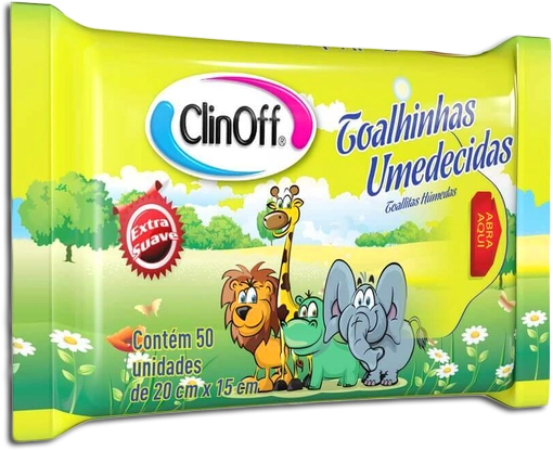 Lenço Umedecido Sache Clin Off C/50 Toalha Aloe Vera C/50